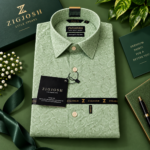 Leaf Green Premium Cotton Linen Shirt.