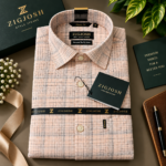 Peach Beige Premium Checkered Cotton  Linen Shirt