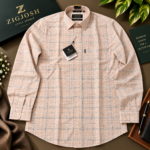 Peach Beige Premium Checkered Cotton  Linen Shirt - Image 2