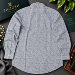 Steel Grey Botanical Print Premium Cotton Linen Shirt - Image 3
