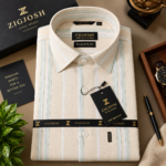 Premium Beige Vertical Stripe Cotton Linen Shirt