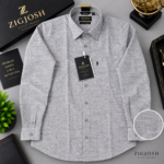 Premium Heather Grey Textured Full Sleeve Cotton Shirt - Image 2