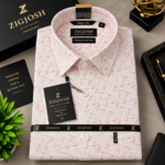 Premium Peach Printed Full Sleeve Cotton Shirt