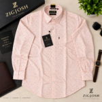 Premium Peach Printed Full Sleeve Cotton Shirt - Image 2