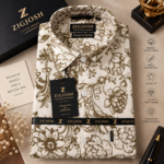 Ivory Floral Print Full Sleeve Cotton Linen Shirt