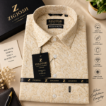 Cream Floral Printed Cotton Shirt