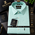 Mint Green Textured Full Sleeve Cotton Shirt