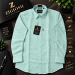 Mint Green Textured Full Sleeve Cotton Shirt - Image 2