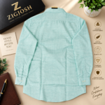 Mint Green Textured Full Sleeve Cotton Shirt - Image 3