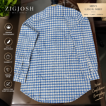 Premium Blue & White Gingham Check Full Sleeve Cotton Shirt - Image 3