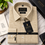 Beige Textured Linen Full Sleeve Cotton Linen Shirt