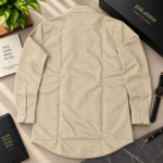 Beige Textured Linen Full Sleeve Cotton Linen Shirt - Image 3