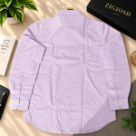Lavender Solid Full Sleeve Cotton Linen Shirt - Image 3