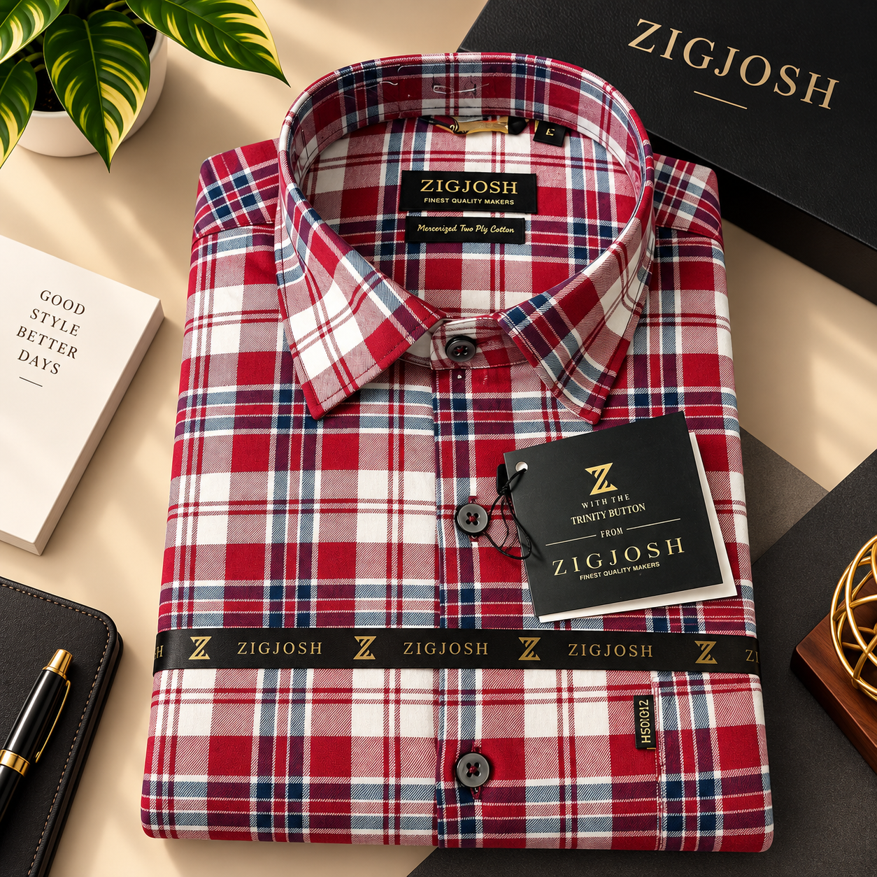 ChatGPT Image Sep 13, 2026, 06_03_09 PM Red White Navy Checked Full Sleeve Cotton Linen Shirt - Image 1