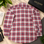 Red White Navy Checked Full Sleeve Cotton Linen Shirt - Image 3