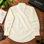 Cream Blue Pinstripe Full Sleeve Cotton Shirt - Image 3