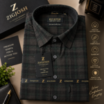 Charcoal Green Checkered Full Sleeve Cotton Shirt