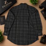 Charcoal Green Checkered Full Sleeve Cotton Shirt - Image 3