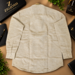 Beige Linen-Texture Full Sleeve Cotton Shirt - Image 3