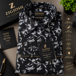 Premium Black & White Floral Print Cotton Linen Shirt