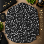 Premium Black & White Floral Print Cotton Linen Shirt - Image 3