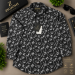 Premium Black & White Floral Print Cotton Linen Shirt - Image 2