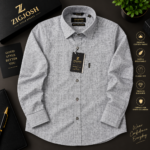 Premium Grey -Texture Classic Cotton Shirt - Image 2