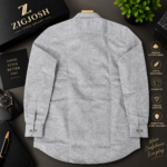 White Grey Fine Check Full Sleeve Cotton Linen Shirt - Image 3