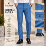 Blue Regular Fit Lycra Formal Pants