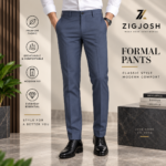 Blue-Grey Lycra Formal Fit Pant